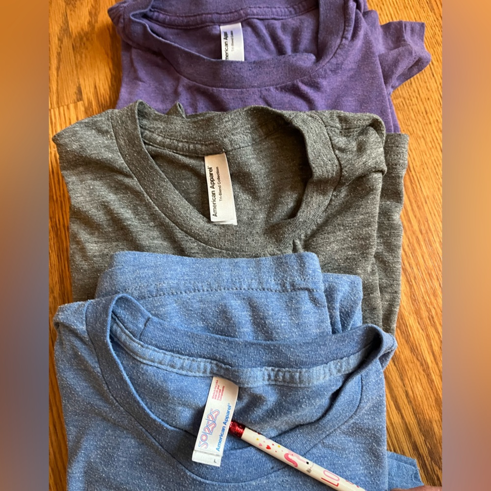 Lot of 3 America Apparel tri-blend vintage shirts large triblend